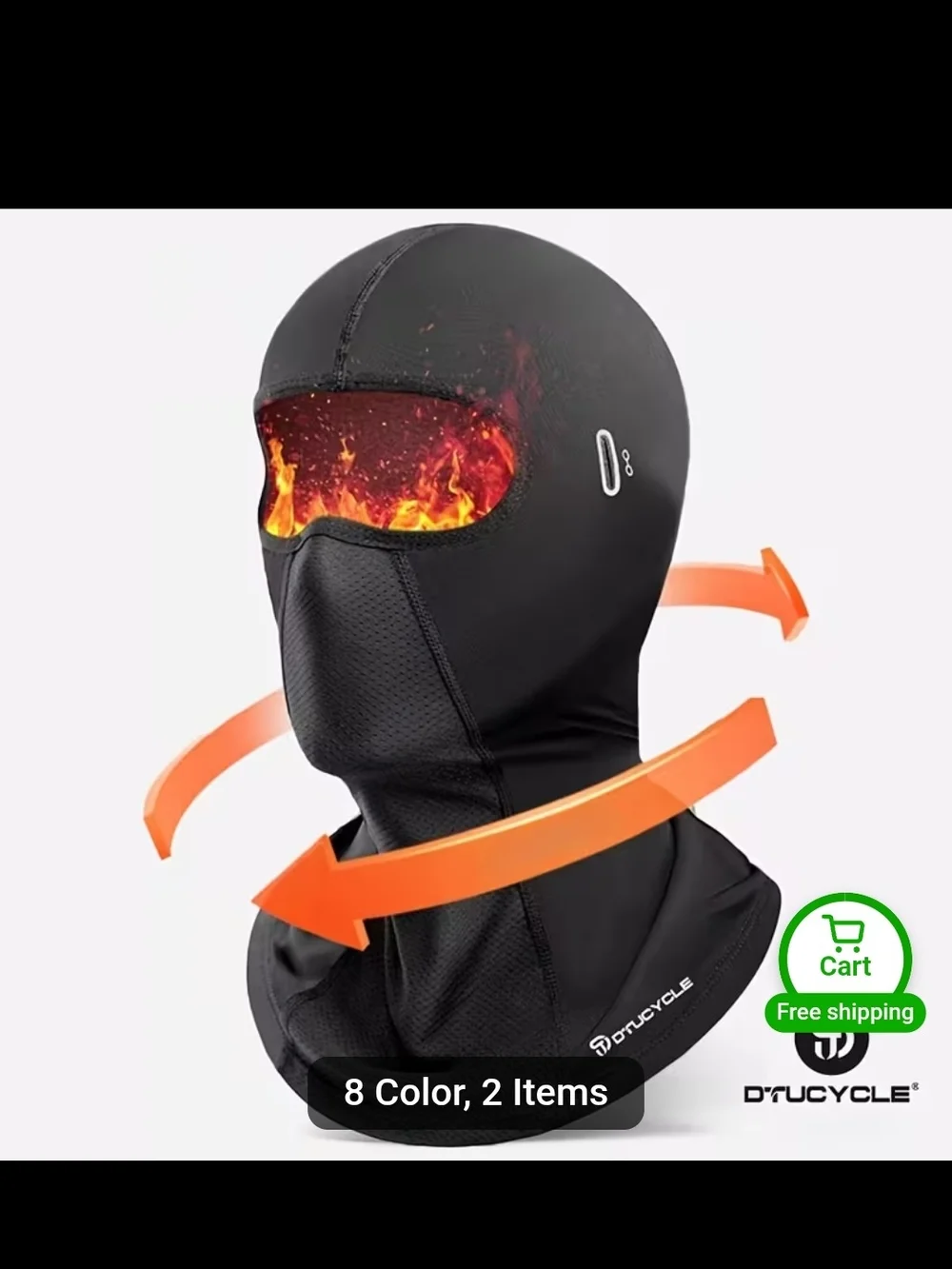 Black Men's Face Breathable motorcycle balaclava